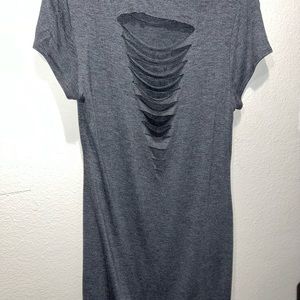 Crew neck grey long dress